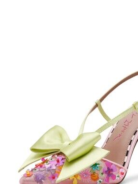 Betsey Johnson Melisa Heeled Pump, Pink/Green/Multi, Floral, Slingback, 8 M